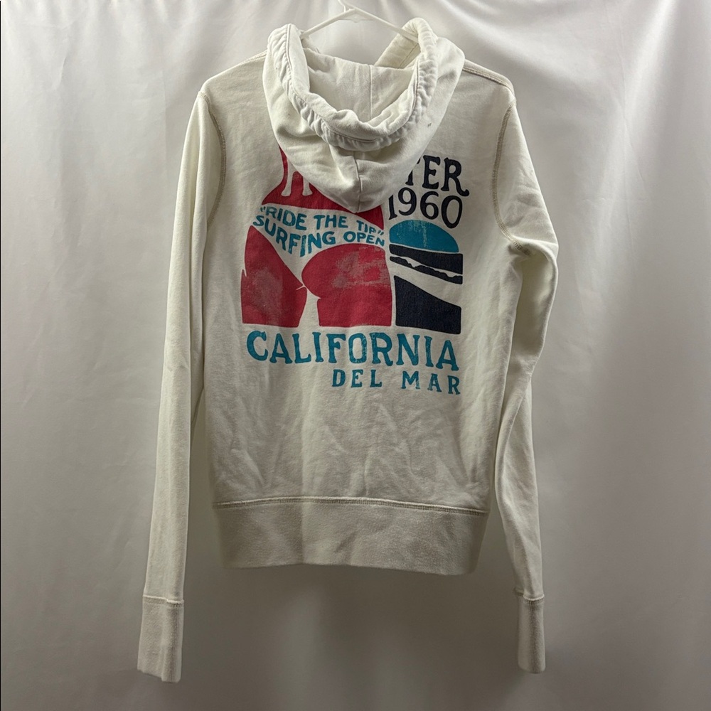 Hollister White Men's Hoodie Size Medium Fill Zip California - Picture 8 of 9